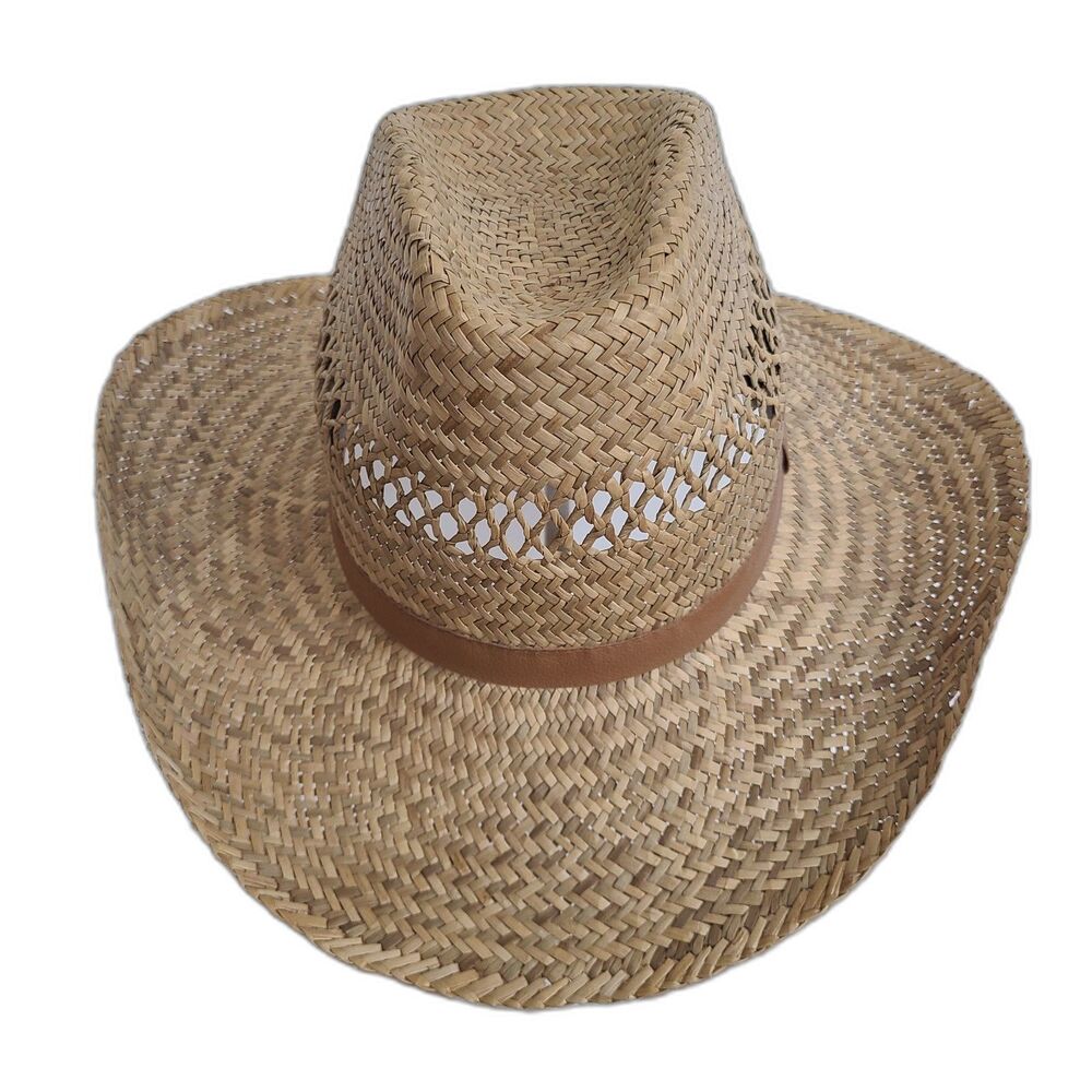 Broner Men's Vented Outback Straw Hat Size Large Zigzag Weave 100% Natural Fiber